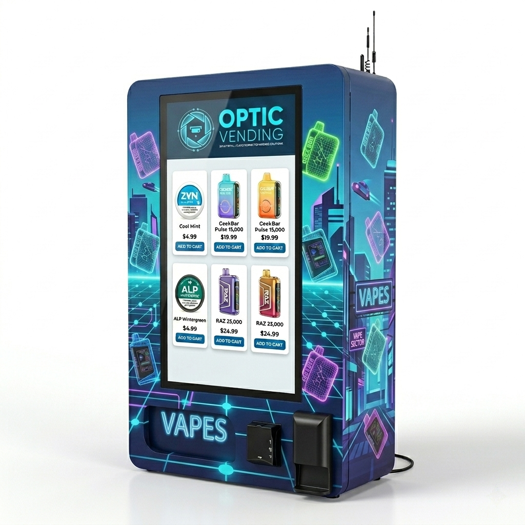 Optic Vending 32” Smart Touchscreen Wall Mount Vape/Pouch Vending Machine