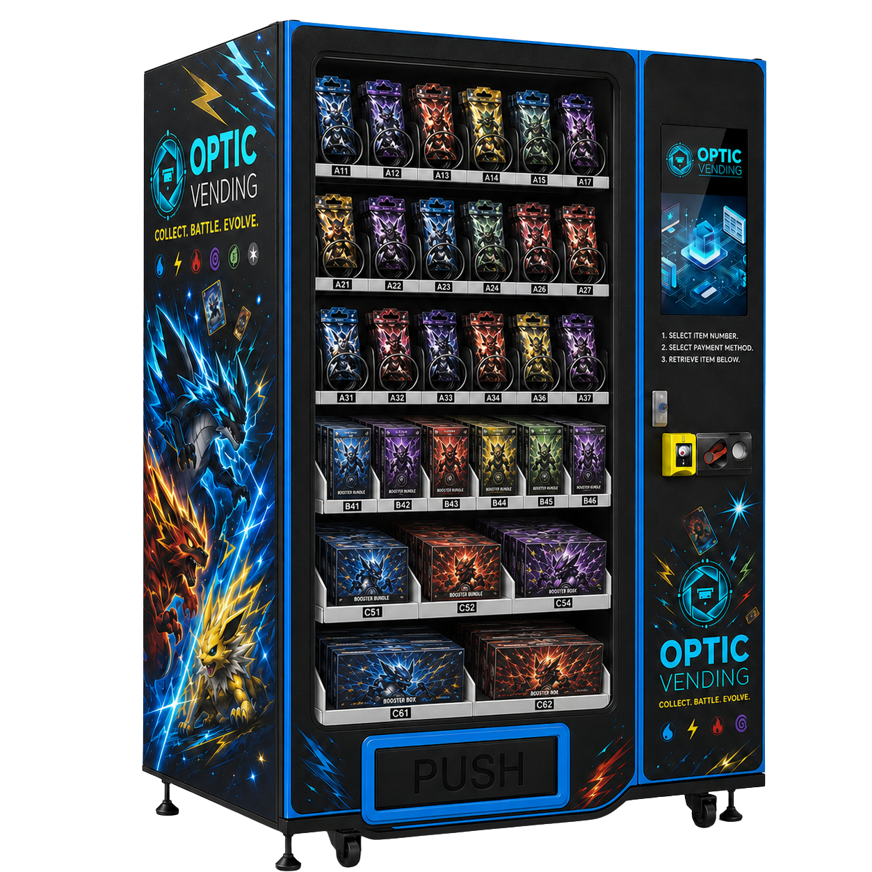 Optic Vending 22” Touchscreen Elevator Trading Card Vending Machine