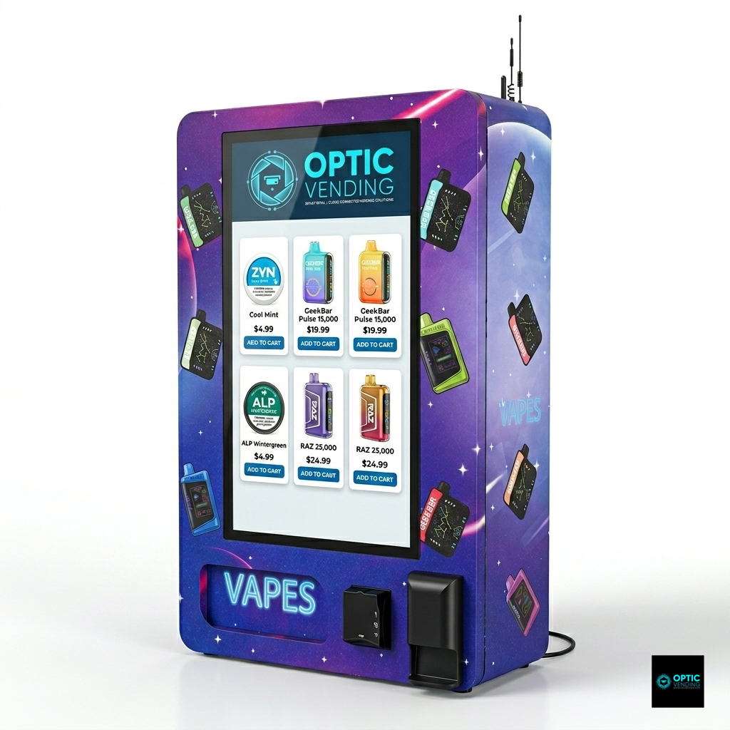 Optic Vending 32” Smart Touchscreen Wall Mount Vape/Pouch Vending Machine