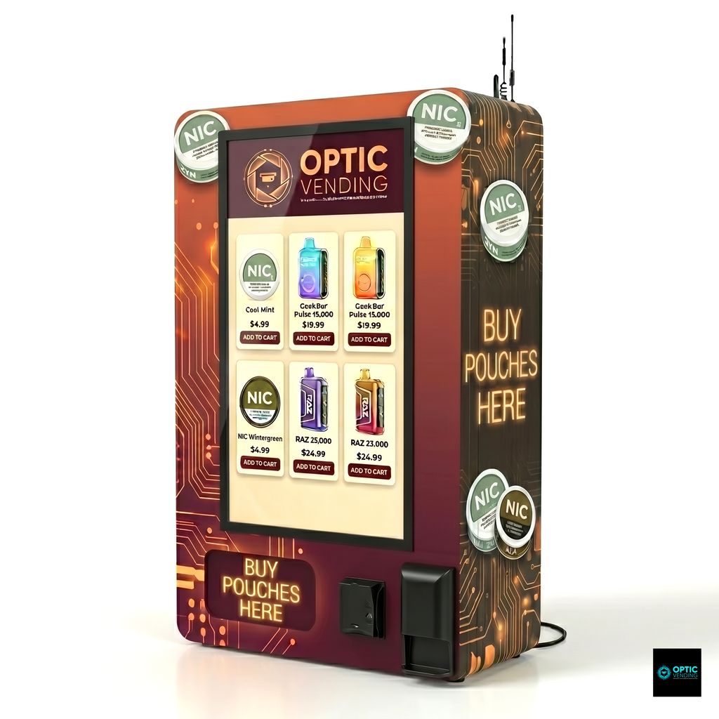 Optic Vending 32” Smart Touchscreen Wall Mount Vape/Pouch Vending Machine